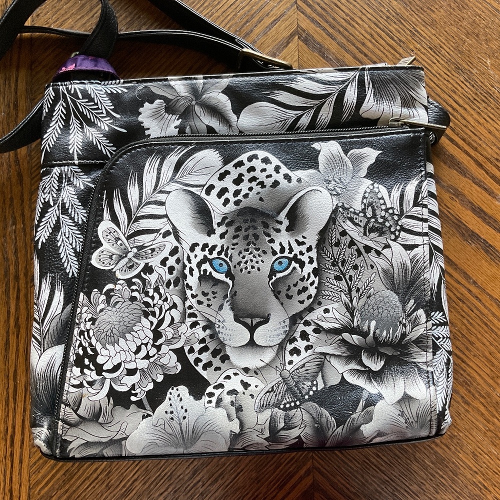 Anuschka Leopard cross body bag